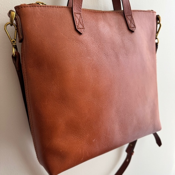 MADEWELL Leather Zip-Top Transport Crossbody Bag in English Saddle - Picture 2 of 16